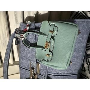 Mini Mint Green Faux Leather Handbag Charm Keychain